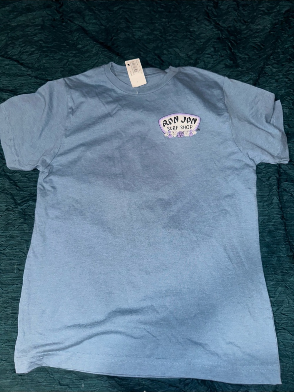 Ron Jon Light Blue Short Sleeve Tee with Small Surf Logo